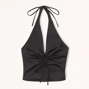 Black Satin Halter Top